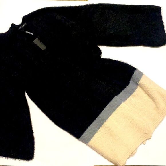 NWT Striped Fuzzy Cozy Open Cardigan - Picture 1 of 5